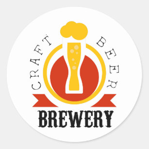 Sticker Rond Modèle de conception de logo de brasserie de bière