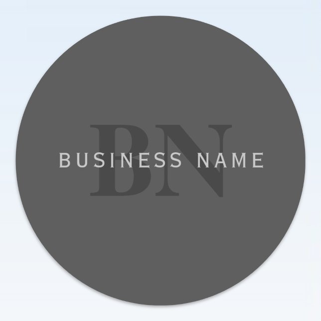 Sticker Rond Modèle de conception de monogramme éditable gris f (Créateur téléchargé)