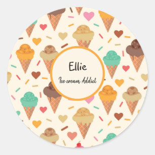 Sticker Rond Modèle de cônes de glace personnalisé