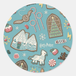 Sticker Rond Modèle de cookie de Noël HARRY POTTER™ HOGWARTS™