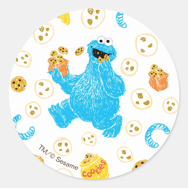 Sticker Rond Modèle de cookie monstre crayon (Devant)
