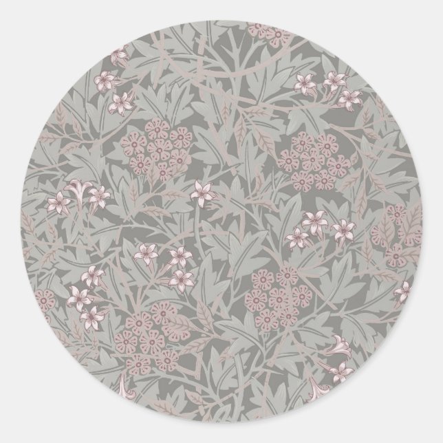 Sticker Rond Modèle de fleur de jasmin de William Morris (Devant)