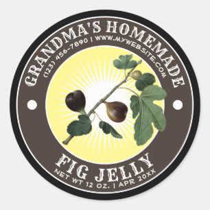 Sticker Rond Modèle de gelée de figues maison vintage