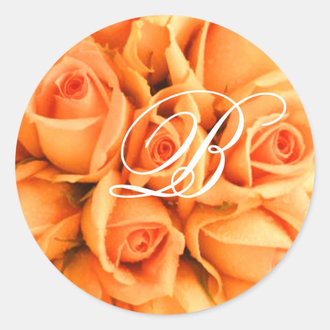 Sticker Rond Modèle de l'autocollant Mariage Rose Peach (Devant)