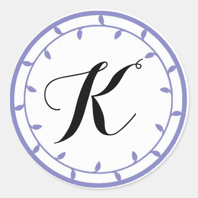 Sticker Rond Modèle de l'autocollant Monogram Lavender (Devant)