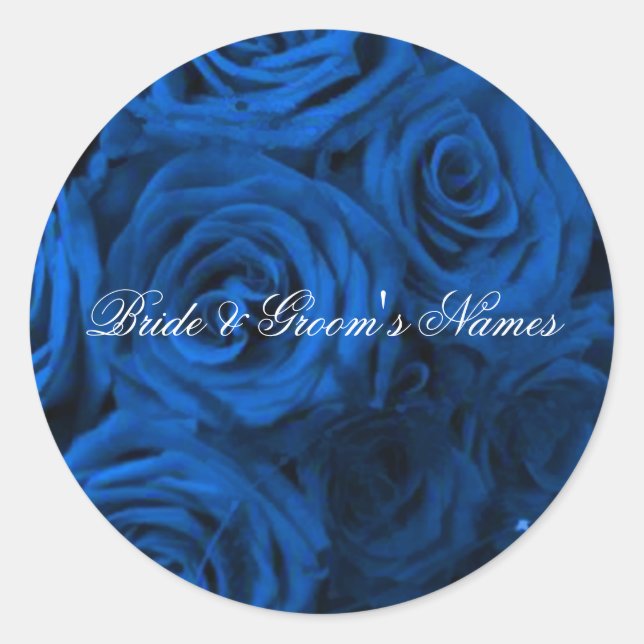 Sticker Rond Modèle de l'autocollant Rose Mariage bleu (Devant)