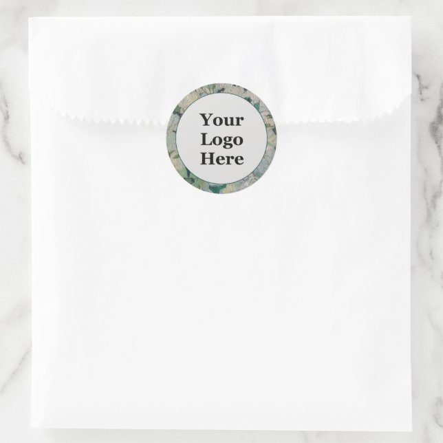 Sticker Rond Modèle de logo Floral Green et White Business (Sac)
