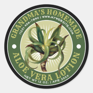 Sticker Rond Modèle de Lotion vintage maison Aloe Vera