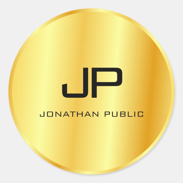 Sticker Rond Modèle de Monogramme à look métal métal tendance F (Devant)