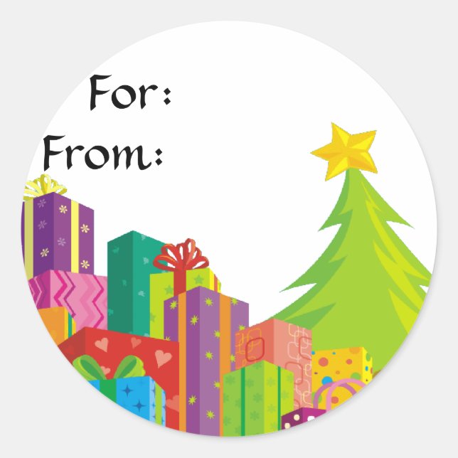 Sticker Rond Modèle de Noël, (Devant)