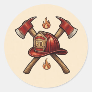 Sticker Rond Modèle de photo de fête avec hache et chapeau de p