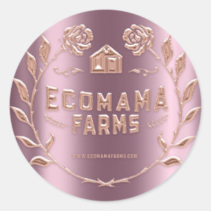 Sticker Rond Modèle de Rose de logo personnalisé Small Business