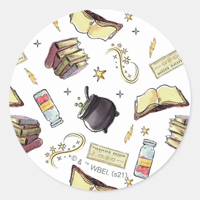 Sticker Rond Modèle de sorts et de livres HARRY POTTER™ (Devant)
