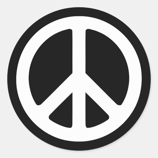 Sticker Rond Modèle de symbole de paix blanc (Devant)