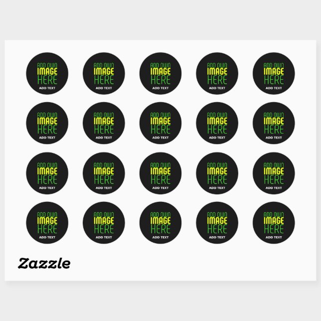 STICKER ROND MODELE DE TEXTE D'IMAGE NOIRE SIMPLE ET MODIFIABLE (Feuille)