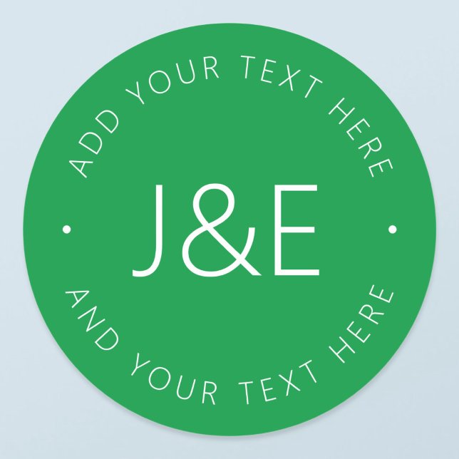 Sticker Rond Modèle de texte élégant | Vert & Blanc (Créateur téléchargé)