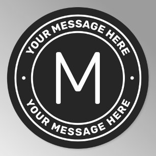 Sticker Rond Modèle de texte personnalisable    Noir & Blanc