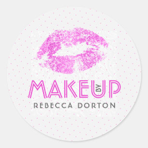 Sticker Rond Modèle de texte personnalisé Hot Rose Faux Parties