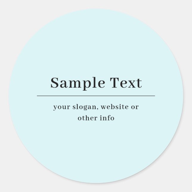 Sticker Rond Modèle de texte simple et élégant | Bleu Clair (Devant)