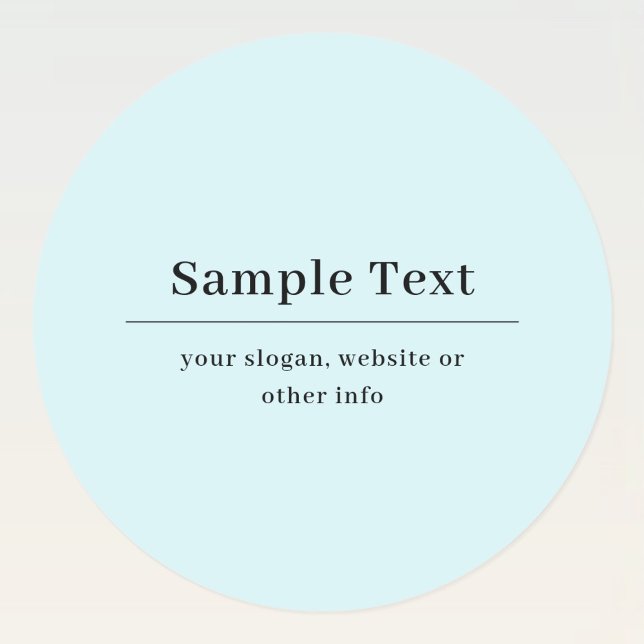 Sticker Rond Modèle de texte simple et élégant | Bleu Clair (Créateur téléchargé)