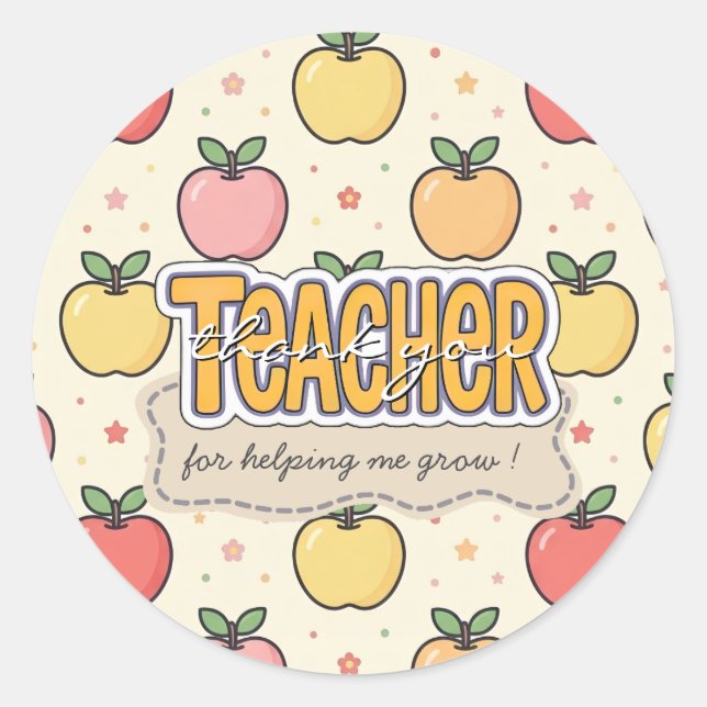 Sticker Rond Modèle d'école d'enseignant jaune de pomme  (Devant)