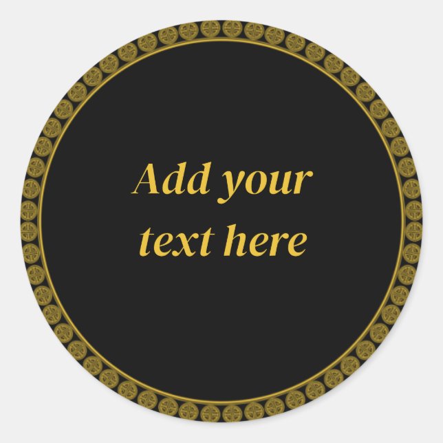 Sticker Rond Modèle d'élégance noir et or (Devant)