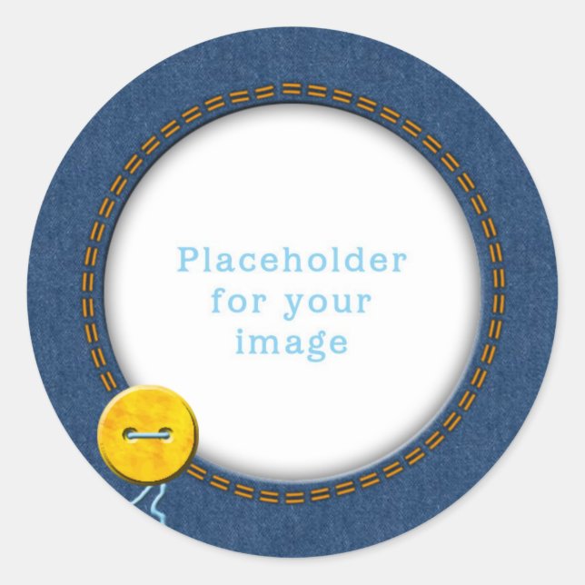 Sticker Rond Modèle "Denim & Button" (Devant)