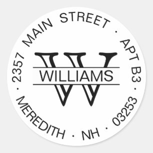 Sticker Rond Modèle d'étiquette d'adresse de retour arrondi