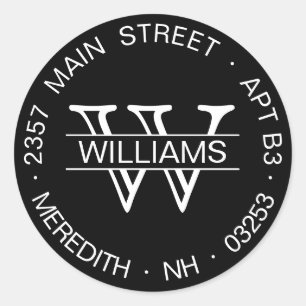 Sticker Rond Modèle d'étiquette d'adresse de retour ronde noi