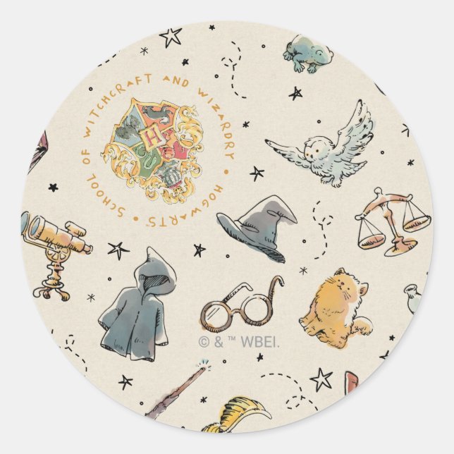 Sticker Rond Modèle d'icônes Harry Potter - Anniversaire (Devant)