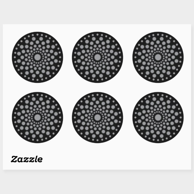 Sticker Rond Modèle Dot Mandala (Feuille)