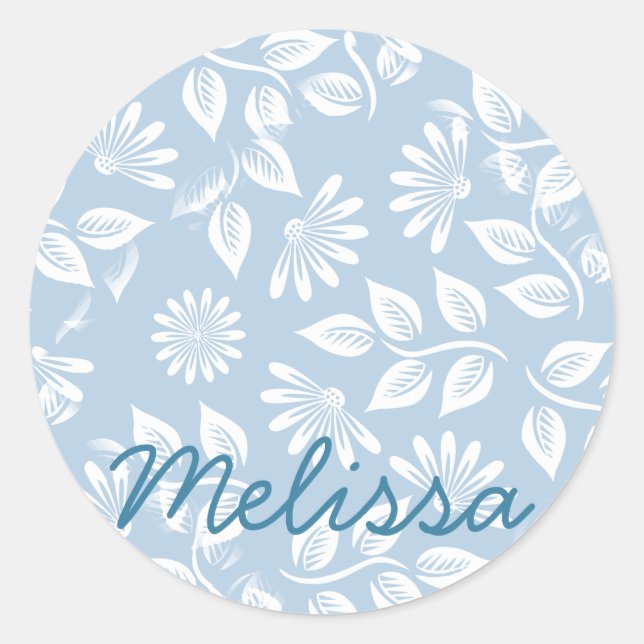 Sticker Rond Modèle floral classique - Choisissez votre couleur (Devant)