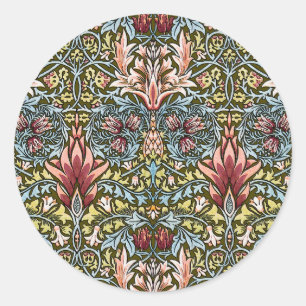 Sticker Rond Modèle floral de tête de serpent de William Morris