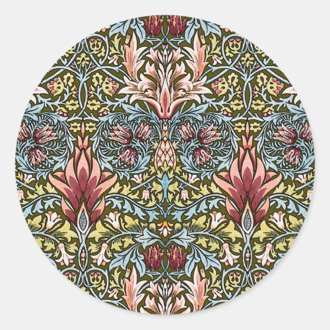 Sticker Rond Modèle floral de tête de serpent de William Morris (Devant)