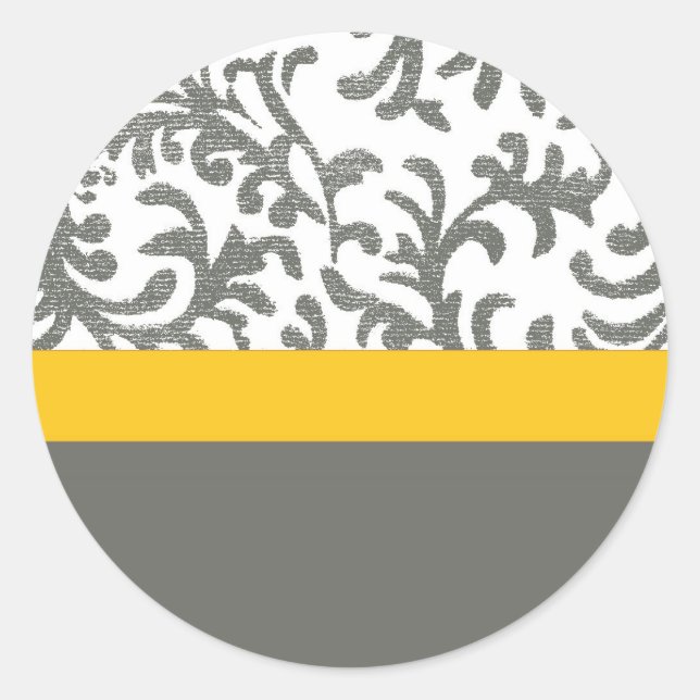 Sticker Rond Modèle floral jaune et gris (Devant)