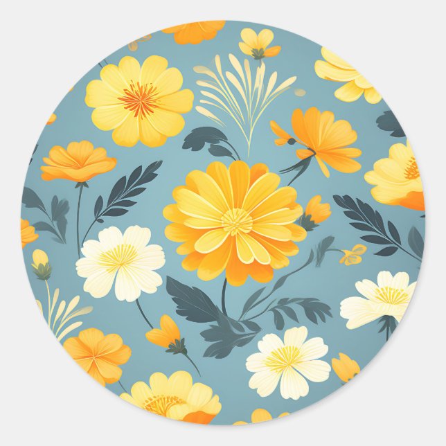 Sticker Rond Modèle floral Marigold (Devant)