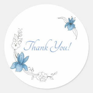 Sticker Rond Modèle floral / Merci