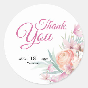 Sticker Rond Modèle Floral rose et orange Mariage