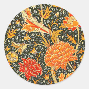 Sticker Rond Modèle floral vintage William Morris Cray