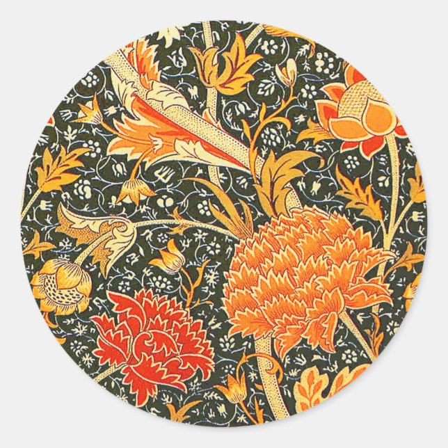 Sticker Rond Modèle floral vintage William Morris Cray (Devant)