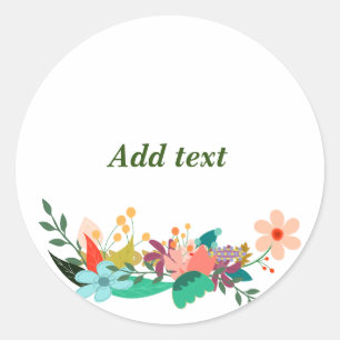 Sticker Rond Modèle Frontalier Fleur, Personnalisable,
