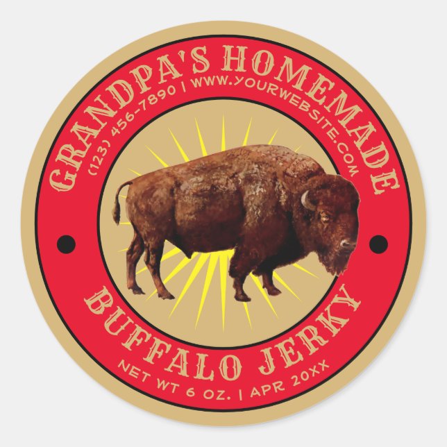 Sticker Rond Modèle Jerky Buffalo fait maison (Devant)