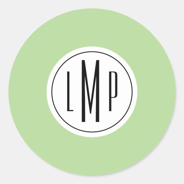 Sticker Rond modèle monogramme de 3 lettres (Devant)