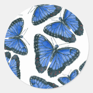 Sticker Rond Modèle motif de papillon bleu morpho