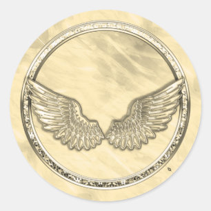 Sticker Rond Modèle noir or Faux huile texturée