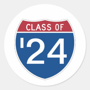 Sticker Rond Modèle panneau INTERSTATE Classe de 2024