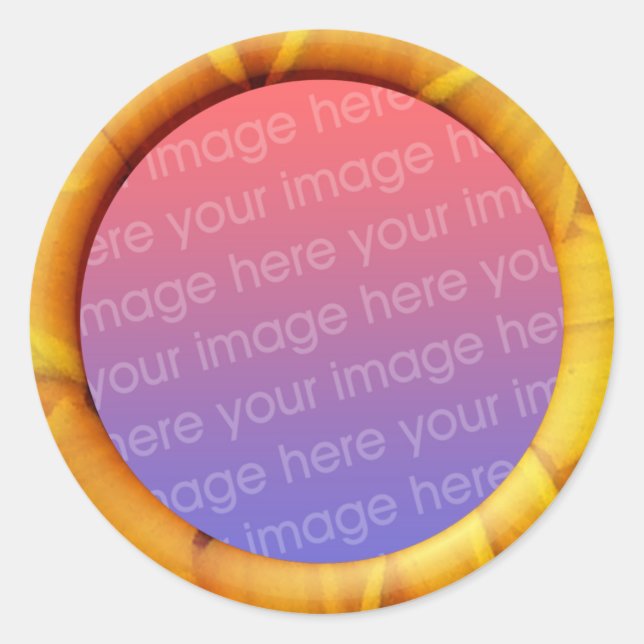 Sticker Rond Modèle Pétale (bordure 3d de cadre d'effet) (Devant)