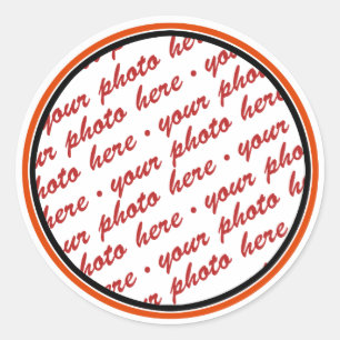 Sticker Rond Modèle photo cadré noir et orange