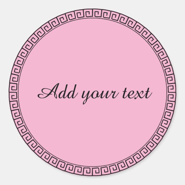 Sticker Rond Modèle rose pastel, cadre élégant, (Devant)