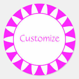 Sticker Rond Modèle Sun Ray - 3 - Magenta